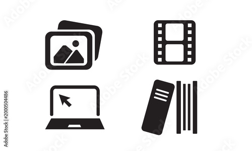 Multimedia icons collection featuring thin line style with editable strokes. Includes icons for disk, sports, streaming, sound editing, animation, notes, media, video, video files, controls, CD, and a