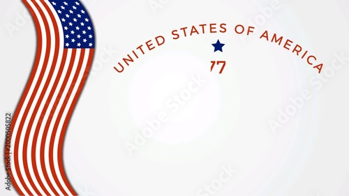 ​Professional Independence Day Greeting Animation, ​Animated 4th of July Background with Fireworks and USA Flag