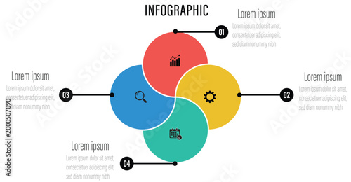 Vector Infographic design with icons and 4 options or steps. Infographics for business concept. Modern Infographic Vector Template. 
