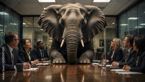Elephant in the Room — Business Meeting Metaphor Concept