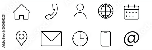 Black line on white background line black house phone person