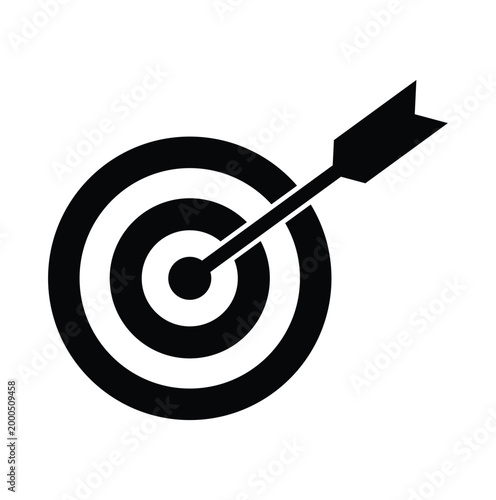 Black target with black arrow bullseye goal