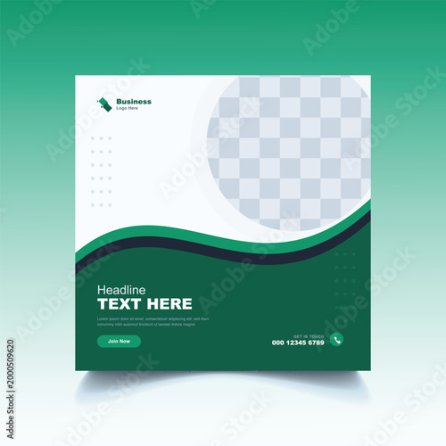Foto Green Business Social Media Post Template With Circle Photo Placeholder