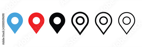 Map pin in different colors location pin blue black