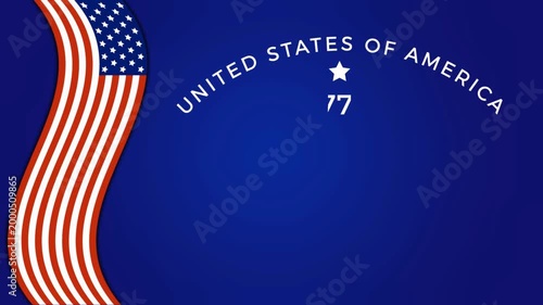 ​Professional Independence Day Greeting Animation, ​Animated 4th of July Background with Fireworks and USA Flag