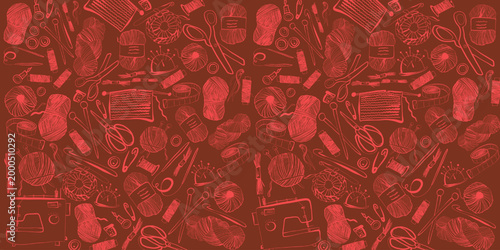 Handmade Sewing and Knitting Tools Set – Cozy Craft Illustration Collection