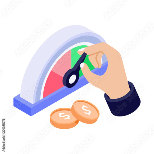 An illustration of a performance meter designed in an isometric style
