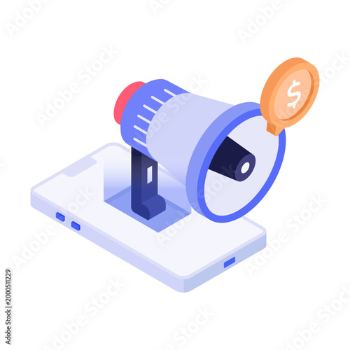 An isometric style illustration showing a marketing budget