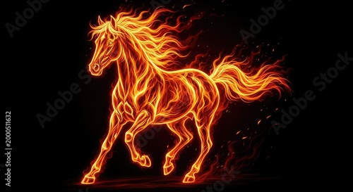 Fiery horse a majestic creature composed of flames and energy