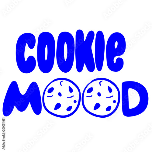 Cookie mood doodle illustration with playful lettering and chocolate chip cookie elements
