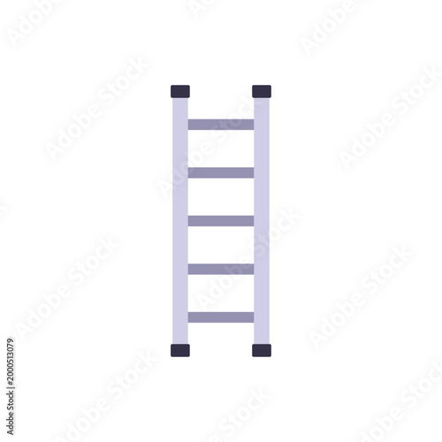 Gray fire ladder icon, emergency rescue equipment, colorful illustration