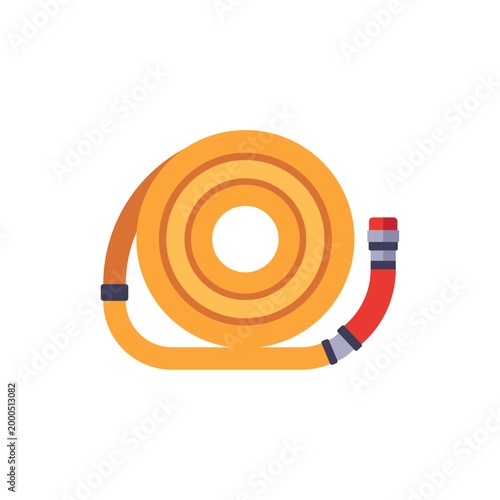 fire hose icon, emergency firefighting equipment, colorful illustration