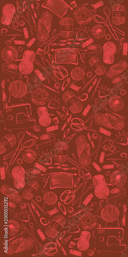Handmade Sewing and Knitting Tools Set – Cozy Craft Illustration Collection
