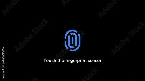 Blue Pulsating Biometric Fingerprint Sensor Animation on Black