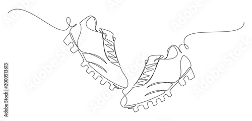 continuous line drawing of a soccer shoe.eps