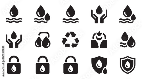 Εκτύπωση καμβά Water drop icon set for aqua, liquid, and humidity concepts, vector illustration design