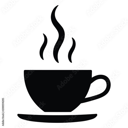Hot coffee cup icon minimal beverage silhouette design