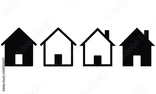 House icons set modern home silhouettes real estate symbols