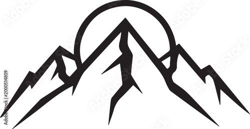 A symbolic representation of majestic mountain peaks and the sun. 