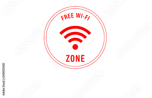 Free Wi-Fi Zone Logo Sticker. Flat Vector Minimalist Internet Signal and Connection Symbol for Public Areas.