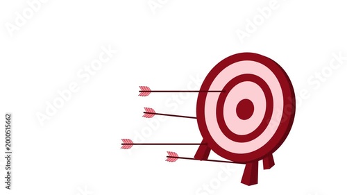 Target with arrows hitting it on background animation