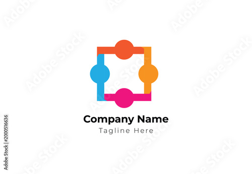 Connected square network logo