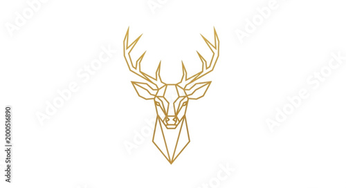 Geometric Golden Deer Head Silhouette Abstract Design.