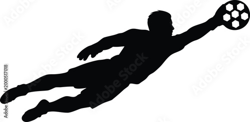 Soccer Goalkeeper Diving Save Silhouette Illustration