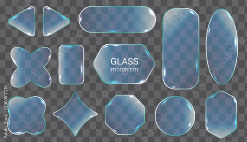 Φωτογραφία Set of transparent glass morphs with smooth edges and rounded corners