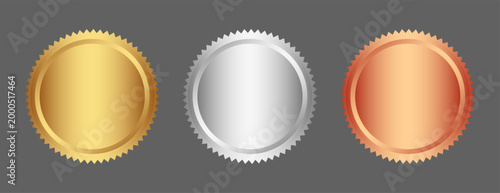set of shiny golden silver and bronze medal design