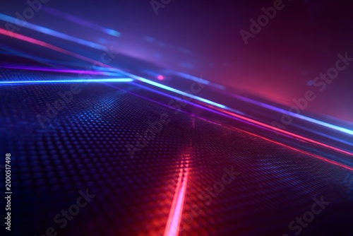 Neon Light Trails on Dark Background.