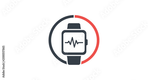 Smartwatch with heart rate monitor icon.