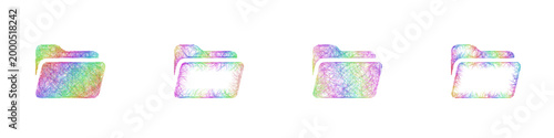 Rainbow sketch folder icon design set