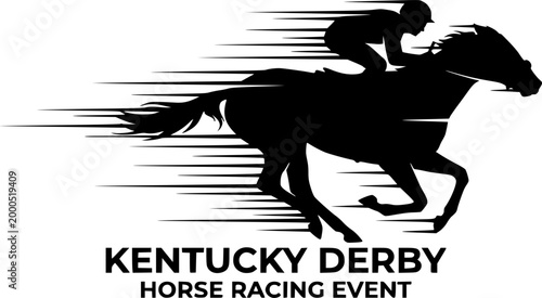 Black Vector Silhouette Jockey Horse Racing Gallop Kentucky Derby Speed Sport Champion Competition Flat
