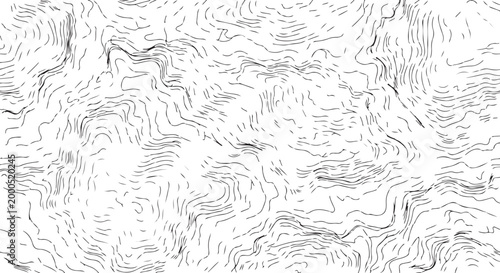 Abstract topographic map background, vector terrain illustration, black lines on white, geographic texture, landscape pattern