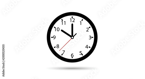 A simple clock face with a black border and white background showing the time at ten o'clock sharp ai generated