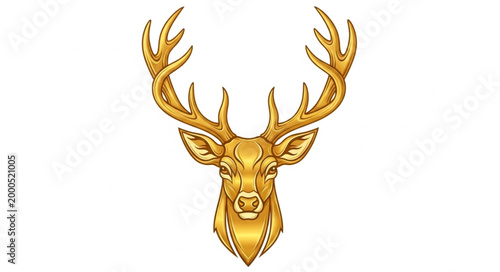 Golden Deer Head Illustration.