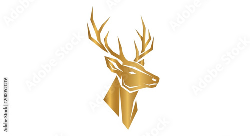 Golden Deer Head Illustration.