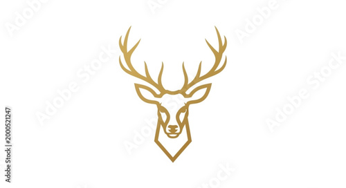 Golden Deer Head Illustration.