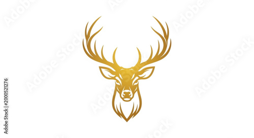 Golden Deer Head Illustration.