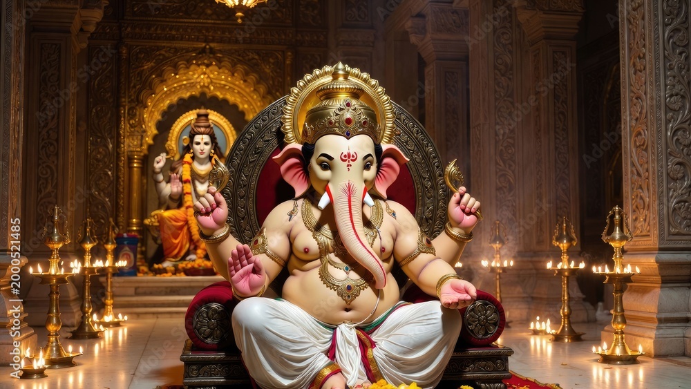 Fototapeta premium Celebrating ganesh chaturthi festival india religious ceremony vibrant temple devotional spirit