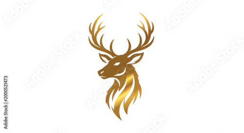 Golden Deer Head Illustration.