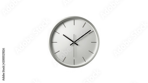 Minimal Wall Clock with Clean Modern Design Isolated on White Background