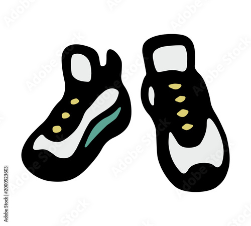 Vector illustration of colored sports sneakers with laces on a white isolated background