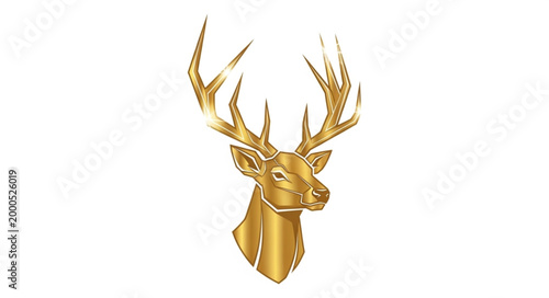 Canvastavla Golden Deer Head with Antlers.