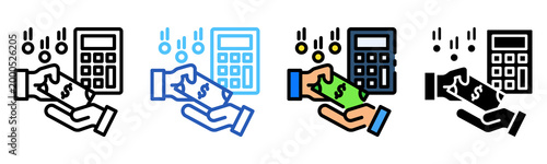 Wage Calculation Icon Multiple Style Collection Set 