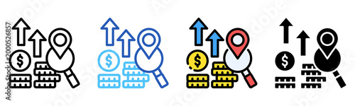 Income Tracking Icon Multiple Style Collection Set 
