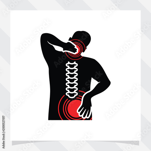 human Silhouette in spine pain, holding his upper and lower back. back pain silhouette vector illustration.
