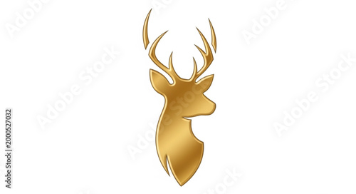 Golden Deer Head Silhouette Profile.