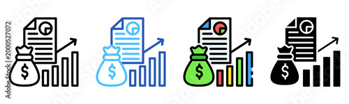 Earnings Data Icon Multiple Style Collection Set 
